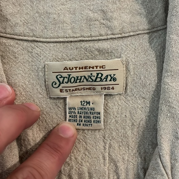 Vintage Rayon Linen Buttondown Tan Everyday Dress Top Pockets 12 - Picture 4 of 7